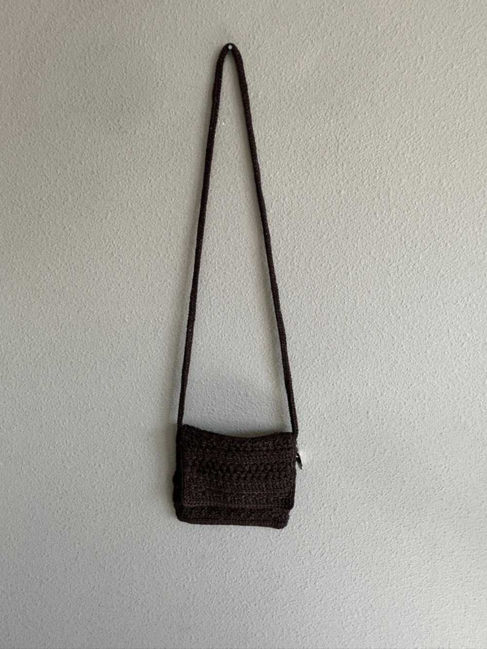 The Sak Brown Crochet Mini Crossbody Bag
